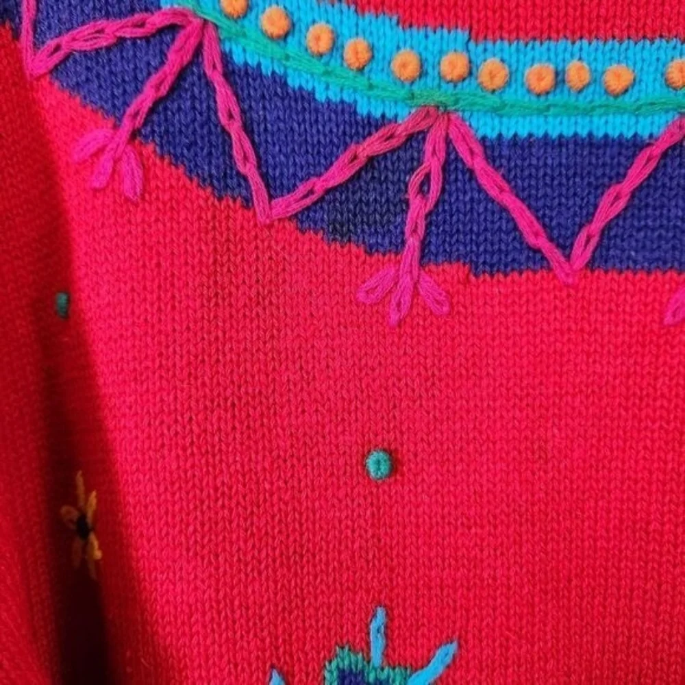 Celina Yang Embroidered Bohemian Tunic Sweater Oversized Medium Art To Wear